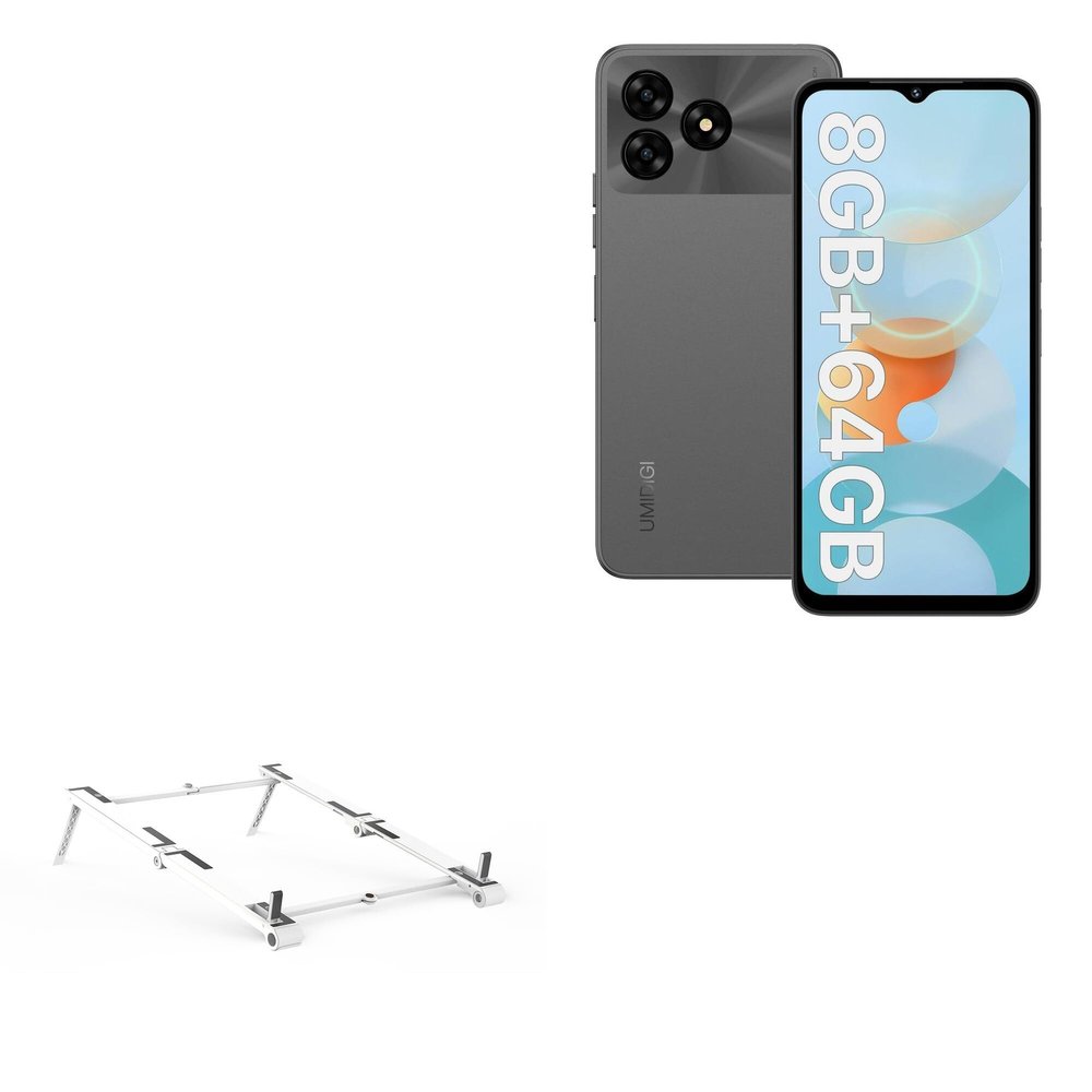 BoxWave Stand and Mount Compatible with Umidigi G5A - Pocket Aluminum Stand 3-in-1, Portable Multi Angle Viewing Riser - Metallic Silver