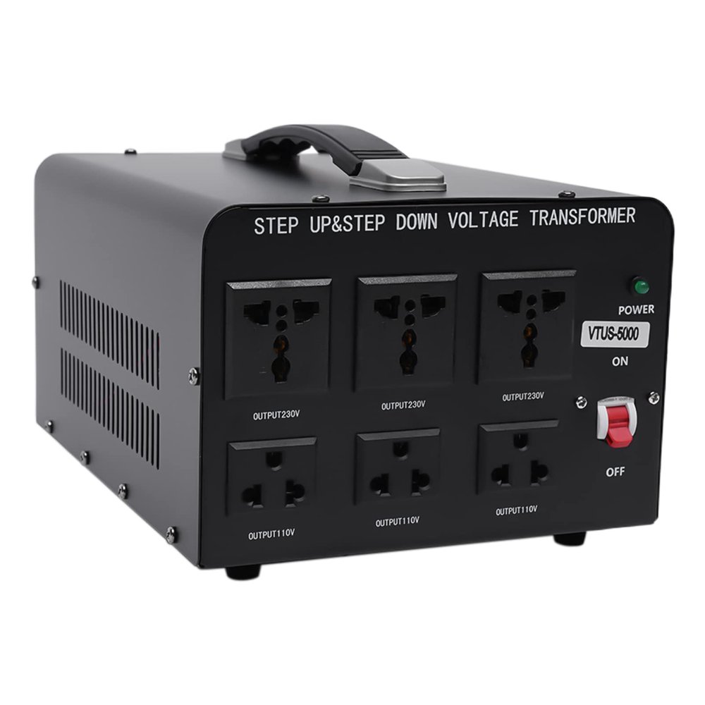 5000W Voltage Converter Transformer, Step Up 110V-120V to 220V-240V or Step Down 220V-240V to 110V-120V AC Power Converter with 3 US Standard Outlet, 3 Universal Outlets, Circuit Breaker Protection