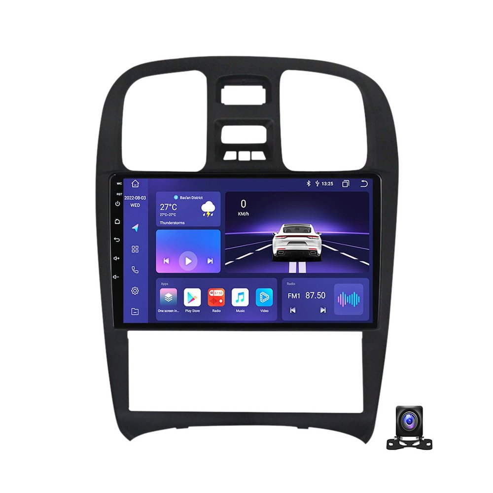 DEHIWI 9 Inch Android 12 Car Stereo Multimedia Car Radio for Hyundai Sonata Fe 2004~2012 GPS Navigation MP5 Player with 4G/USB/RDS/DSP/Carplay/Auto+720P Backup Camera,8 core m200s 2g+32g