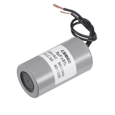 1pcs 8uF CBB60 Motor Run Capacitor 250V AC 2 Wires 50/60Hz Cylinder 65x34mm for Air Compressor Water Pump Motor