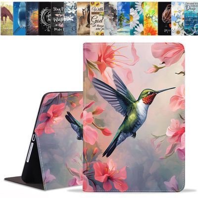 BWOOLL Case for Samsung Galaxy Tab A8 10.5 Inch 2022 Model (SM-X200/X205/X207), Slim Lightweight PU Leather Stand Cover with Auto Wake/Sleep, Hummingbird Flowers
