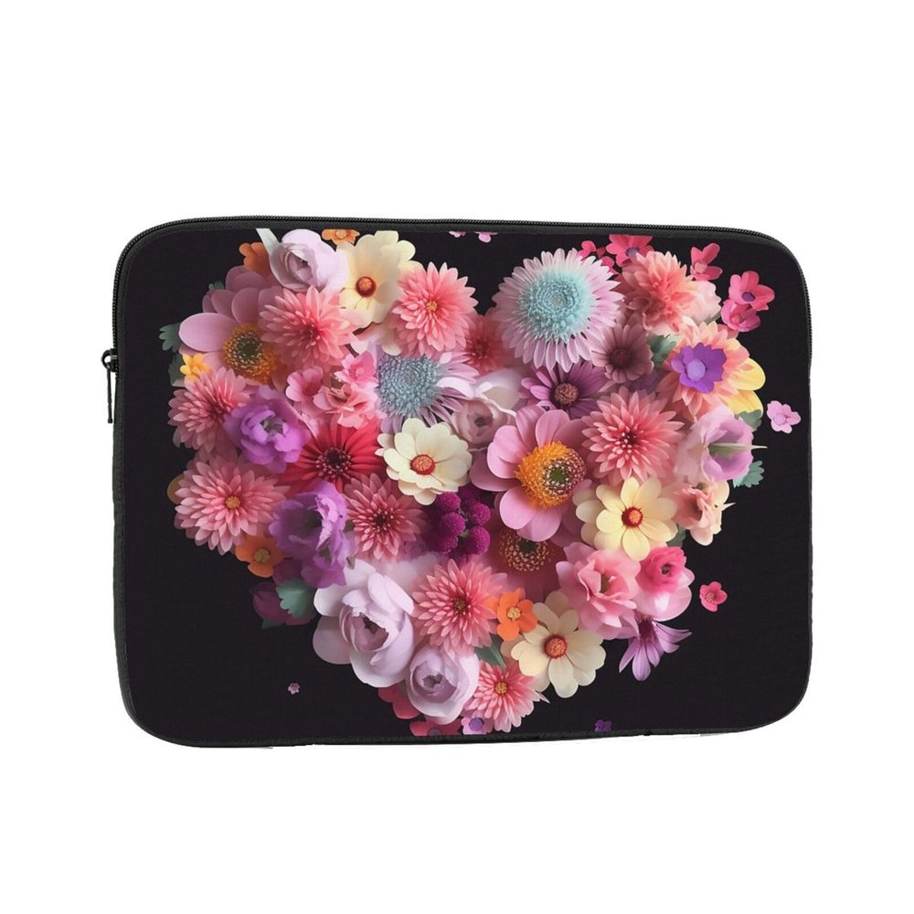 DTXAEKSV Laptop Sleeve Flower Heart Laptop Case Slim Laptop Bag Briefcase Shockproof Laptop Protective case for Men Women Work Travel 17 inch, Black
