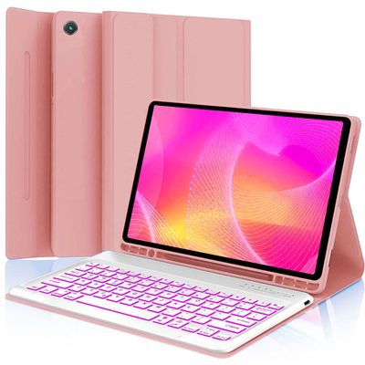 Keyboard Case for Samsung Galaxy Tab A11 Plus/ A9 Plus 11 inch (SM-X210/X216/X218) 2023, Backlite A9+ Keyboard Case with S Pen Holder for A11+(Rose Gold)