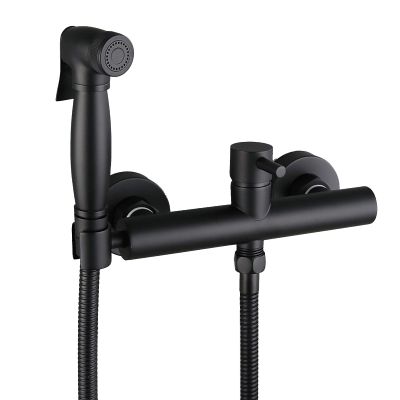 Handheld Bidet Sprayer for Toilet, Black Toilet Bidet Sprayer Kit Brass Wall Mounted Bathroom Cloth Diaper Sprayer Set with Hot and Cold Water for Personal Hygiene,8.5 cm (Size : 15 cm)