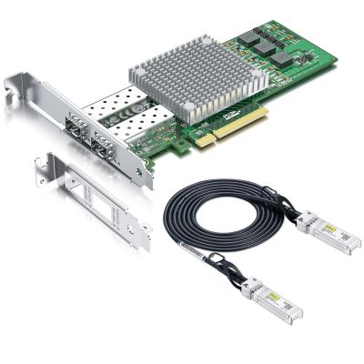 1 Pack of 2-Meter SFP+ DAC Twinax Cable and 1 Pack of 10Gb PCI-E NIC Network Card