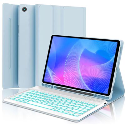 Keyboard Case for Samsung Galaxy Tab A11 Plus/ A9 Plus 11 inch (SM-X210/X216/X218) 2023, Backlite A9+ Keyboard Case with S Pen Holder for A11+(Sky Blue)