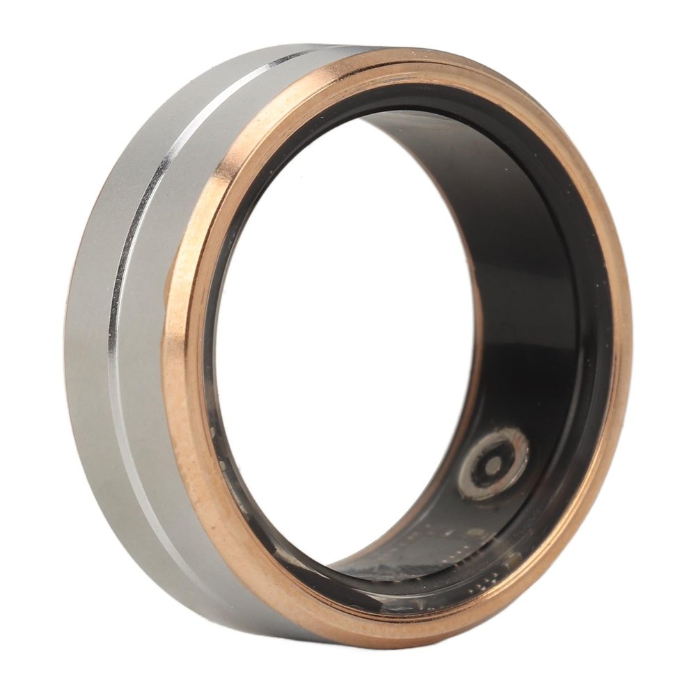 Akozon Smart Health Ring, Smart Ring Fitness IP68 Sleep Monitoring Step Counting Camera Control for Men Women Silver Gold (12)