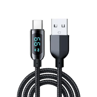 Tpenod USB A to USB C Cable,4 Feet Type C Cable with LED Display Power watt,66W Max Fast Charging USB-c Cable, Compatible with iPhone 15 Pro Max Plus,iPad,Galaxy S23 S22,Pixel,LG G6 Moto Z2 V30