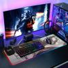 ZENWAWA RGB Gaming Mouse Pad with Wireless Charging, Extended Personalized LED Mouse Mat with 14 Light Effects for Desk-Samurai Anime Print view 2