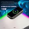 ZENWAWA RGB Gaming Mouse Pad with Wireless Charging, Extended Personalized LED Mouse Mat with 14 Light Effects for Desk-Samurai Anime Print view 3