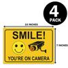 4 Smile You're on Camera Stickers for Home, 10 X 7 Inch Self-Adhesive Vinyl Decal, Video Surveillance Signs Outdoor, Security Camera Signs for Business, Driveway Alert, and CCTV. view 2