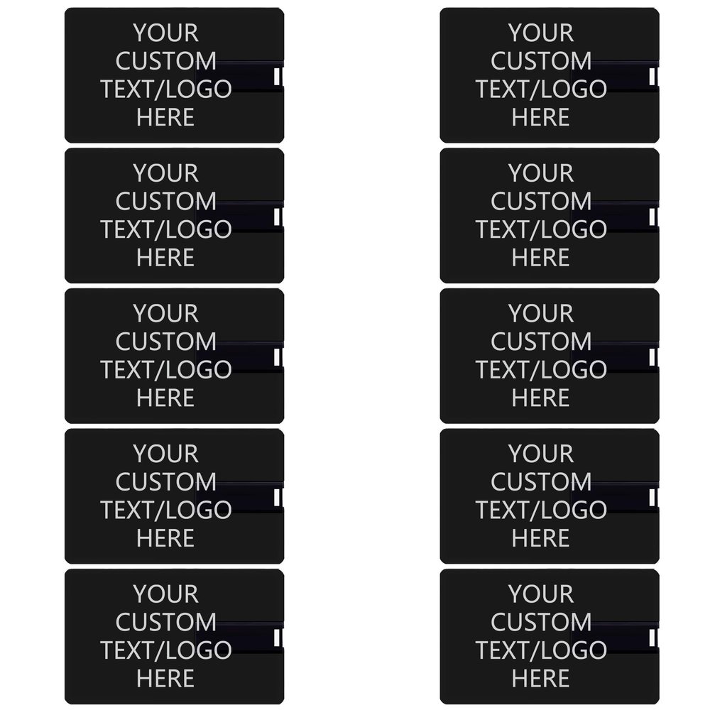 Customized Credit Card USB Flash Drive Black Card with Your Logo Printed on it - as a Promotional Gift - in Bulk - Customizable (10PACK, 32GB)