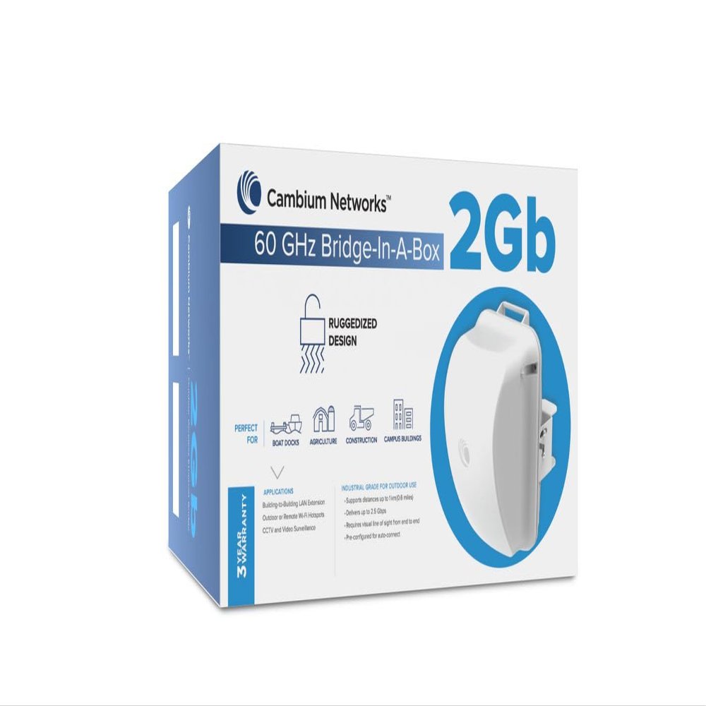 Cambium Networks 60GHz Bridge in a Box 2Gb with EU cord, W128438305 (with EU cord)