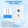 4-Pack HDMI Ethernet Wall Plates 2 Port Keystone Jack Cat6 RJ45 Coupler with Single Gang Low Voltage Mounting Bracket for Home Theater HDTV view 2