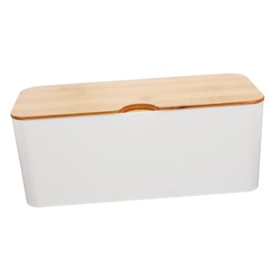 Angoily Bamboo Cable Management Box with Lid Capacity Cord Organizer for Stylish Wire Storage for Tidy Spaces