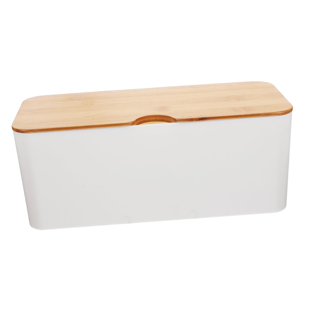 Angoily Bamboo Cable Management Box with Lid Capacity Cord Organizer for Stylish Wire Storage for Tidy Spaces