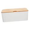 Angoily Bamboo Cable Management Box with Lid Capacity Cord Organizer for Stylish Wire Storage for Tidy Spaces view 1