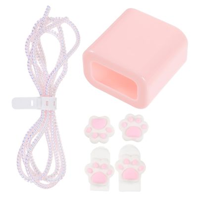 Hemobllo Power Adapter Case for Charger Protective Shell Compact and Lightweight Design with Easy Access Pink Color with Silicone Accessories for Travel and Storage