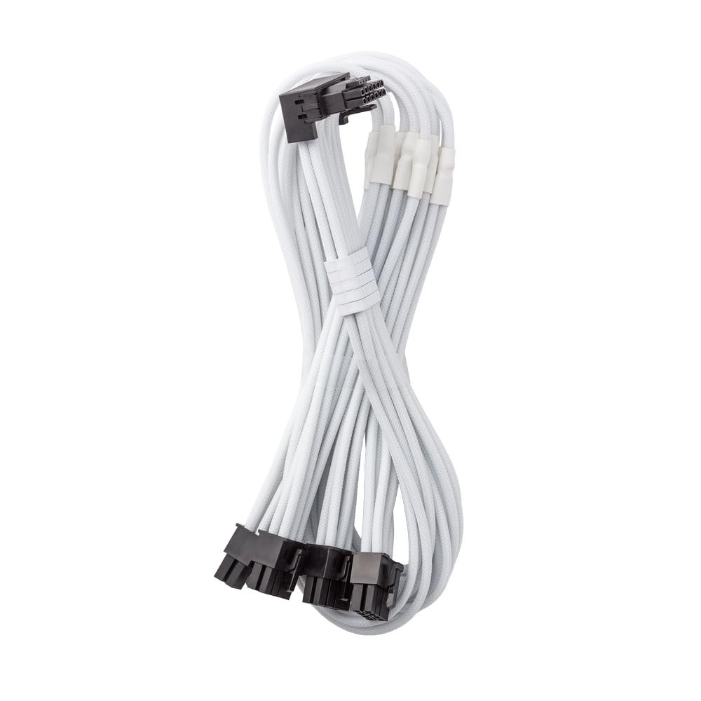 CableMod C-Series Pro ModMesh Sleeved 12VHPWR 90 StealthSense PCI-e Cable for Corsair - Variant B (White, 16-pin to Quad 8-pin, 60cm)