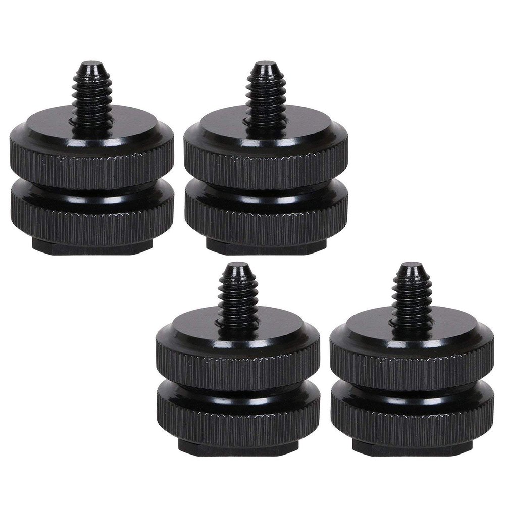 Pasuihcay Camera Hot Shoe Mount to 1/4inch-20 Tripod Screw Adapter,Flash Shoe Mount for DSLR Camera Rig (Pack of 4)