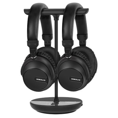 SIMOLIO JH737D Dual Wireless Headphones for TV Watching w/Charging & Transmitter 2 in 1, Optical, AUX, RCA Output, Separate Volume Control, No Delay, High Vol Bluetooth Headphones for Seniors