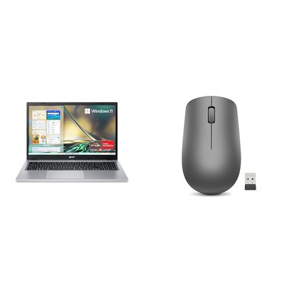 Acer Aspire 3 A315-24P-R7VH Slim Laptop | 15.6" Full HD IPS Display & Lenovo 530 Full Size Wireless Computer Mouse for PC, Laptop, Computer with Windows - 2.4 GHz Nano USB Receiver