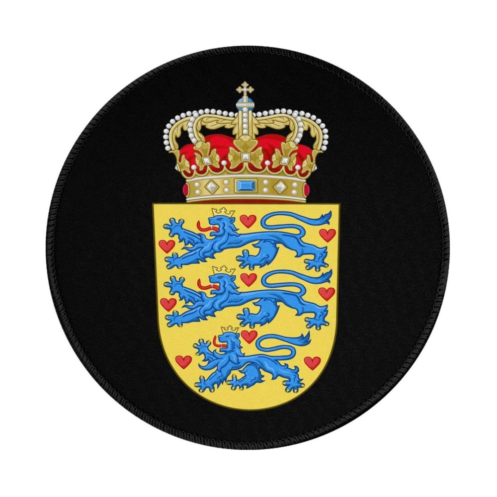 axxor Coat of Arms of Denmark Mousepads Round with Non-Slip Rubber Base Mouse Pad, for Office Laptop 8 x 8 Inch 1, Black