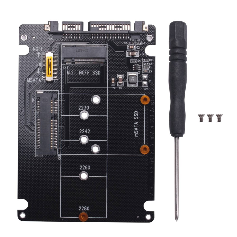 Pasuihcay 2 in 1 NGFF M.2 B+M Key Mini PCI-E or mSATA SSD to III for Full msata SSD/ 2230/2242/2260/22x80 M2