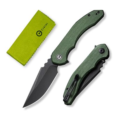 CIVIVI Bluetick Folding Knife for EDC, Pocket Knife with 3.47" 14C28N Blade Canvas Micarta Handle, Utility Knife for Outdoors Indoors C23050-3