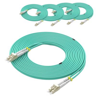 BEHONA LC to LC Fiber Patch Cable, OM3 Multimode 1M/3ft 5Pack, 10G/40G Duplex 50/125m, LSZH Jacket for Data Center/SFP+ Transceivers - Corning Fiber & Zirconia Ceramic