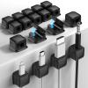 18 Pack Magnetic Cord Organizer Holder,Strong Adhesive Desk Cable Management Easy Open,Organize Phone Charging Cords Wire Holder Organizer Neatly for Home,Office,Car,Desk,Nightstand-Black view 1