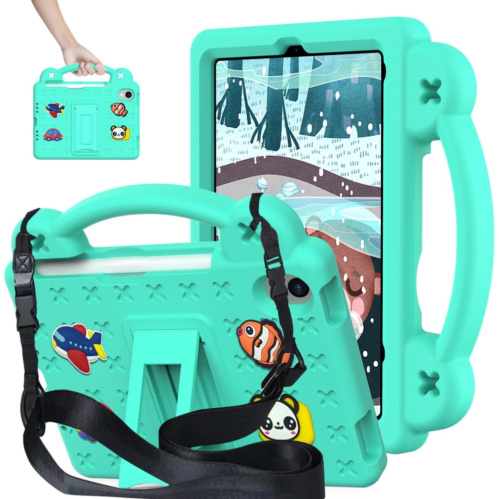 AKABEILA Compatible with Apple iPad 10 2022 10.9 inch/Pro 11 2018/2020/iPad Air 4 2020 10.9 inch/Air 5 2022 10.9 inch/Pro 11 2021/2022 Tablet Case, Kids Case with Strap & Pen Tray Mint Green