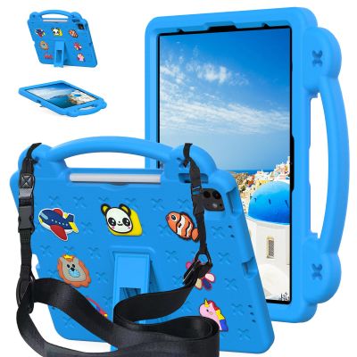 AKABEILA Compatible With Apple iPad 10 2022 10.9 Inch/Pro 11 2018-2022/Air 4 2020/Air 5 2022 Tablet Case, Kids Case With Shoulder Strap & Pen Tray, Sky Blue