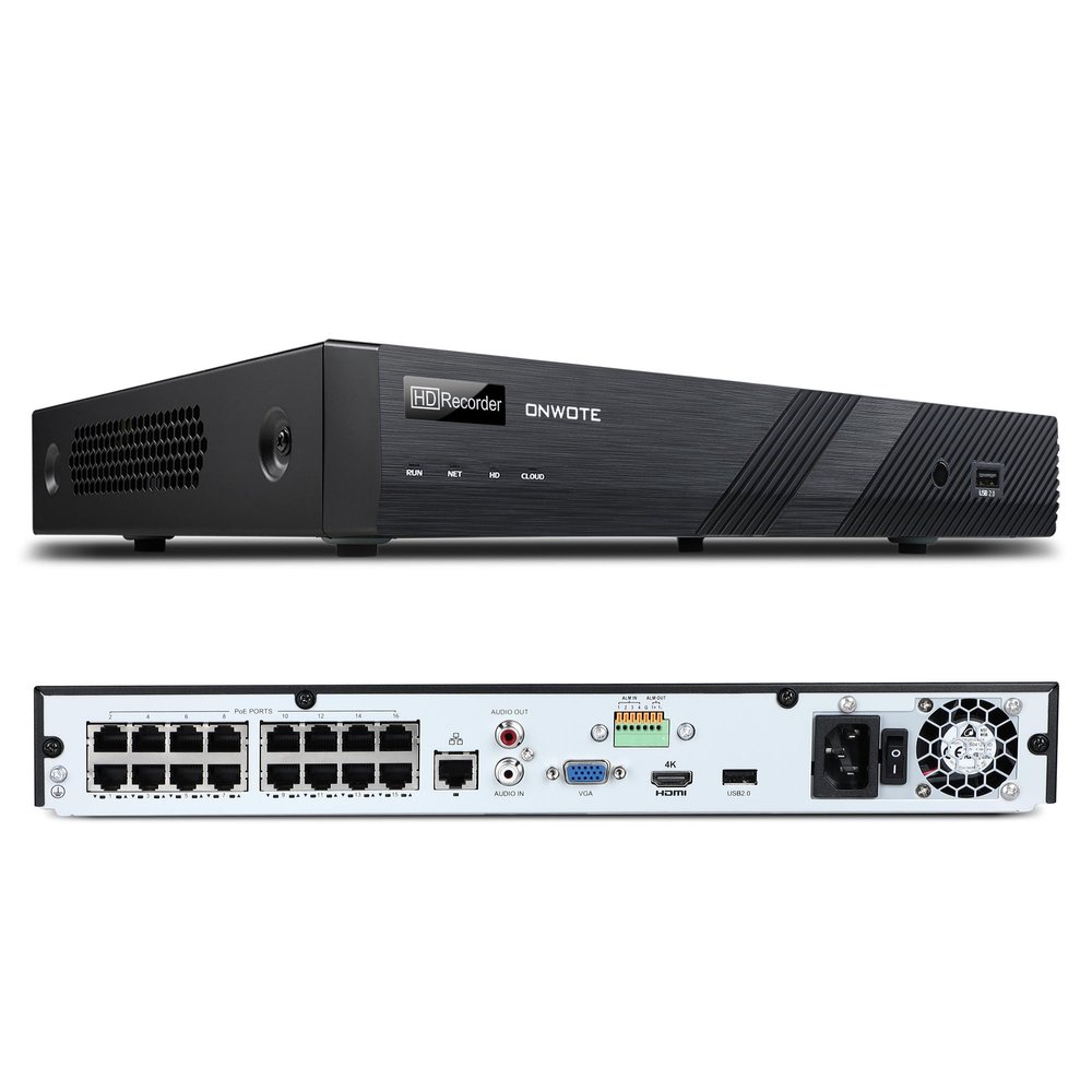 ONWOTE 6K 12MP 16 Channel PoE NVR, Smart AcuSearch, 16CH Security Video Audio Recorder (Built-in 16 PoE Ports), Only Work with ONWOTE 12MP/4K 8MP/6MP/5MP POE IP Cameras, Support 20TB (No HDD Included)