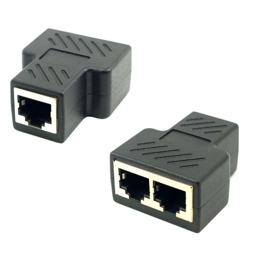 chenyang 2 Pack RJ45 Splitter Adapter Cat6 RJ45 8P8C Socket 1 to 2 Ethernet Network LAN Ethernet Splitter Connector Adapter