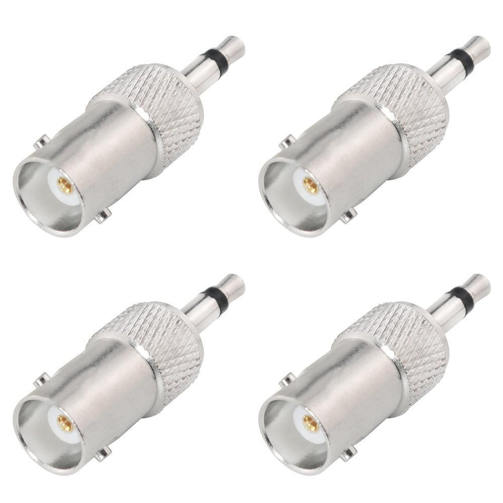 ZZLZX 4PCS Camera Surveillance Adapter All Copper 3.5mm Mono Male to BNC Female Nickel-Plated Dual-Way Connector Suitable for CCTV DVR AV Equipment Closed Circuit Television System