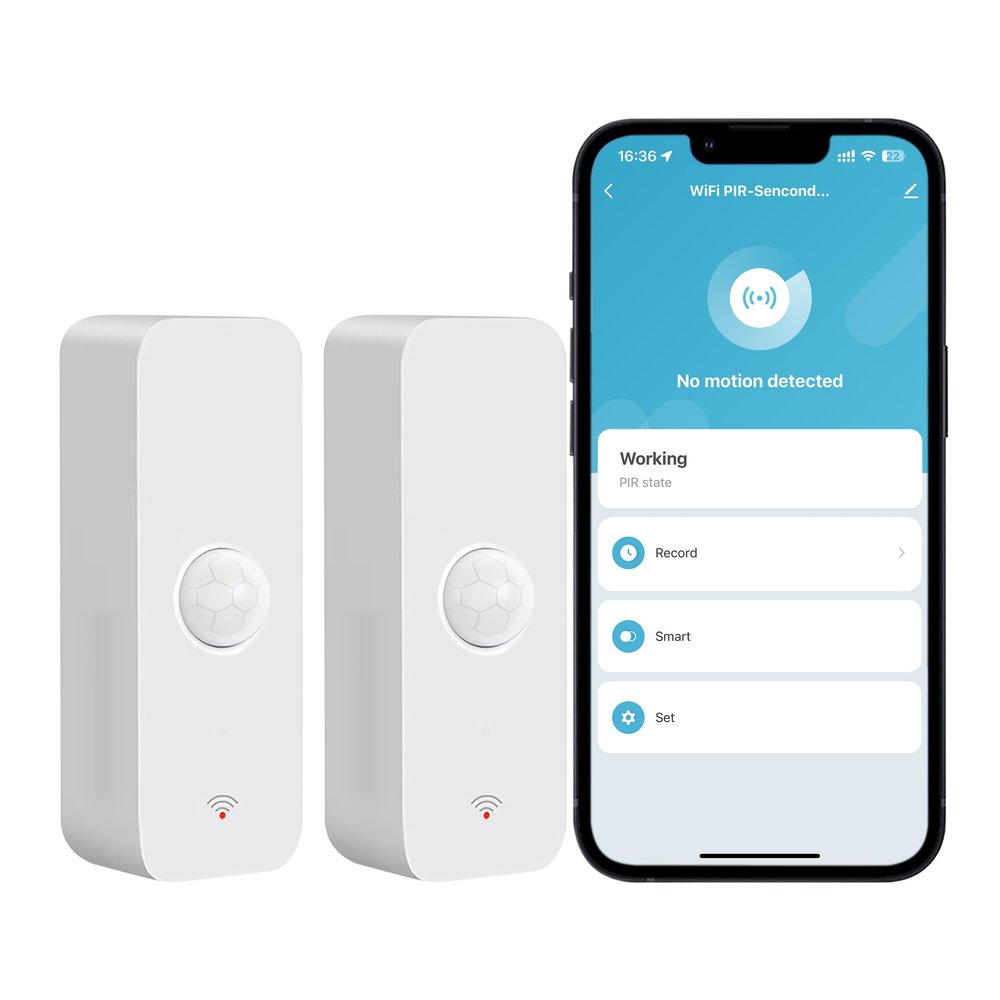 PHOVOLT WiFi Motion Sensor: Smart Motion Detector with App Alerts, Wireless Contact Sensor for Smart Home Automation, Compatible with Alexa Echo (2 Pack), PH-P01