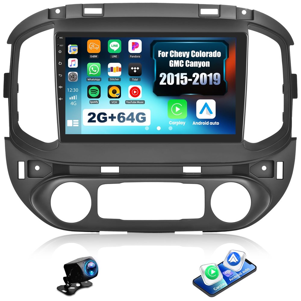 2+64G Android 13 Car Stereo for Chevy Colorado GMC Canyon 2015-2019 with Wireless Carplay Android Auto,9'' Touchscreen Car Radio with WiFi GPS Navigation Bluetooth FM/RDS Radio SWC+AHD Backup Camera