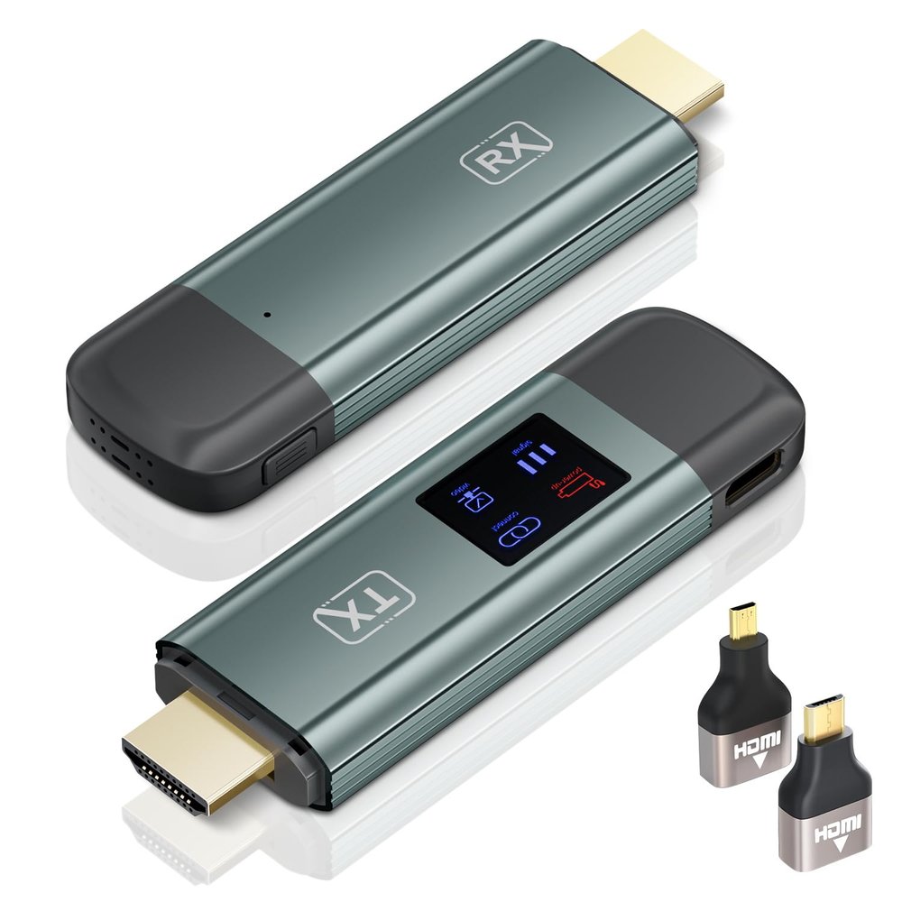 TTQ Wireless HDMI Transmitter and Receiver, Wireless HDMI Extender 4K Supported, Metal Housing, LED Display, 100FT Range, 2.4G&5G, for PC/Laptop/Camera/HDTV/Projector/TV Box
