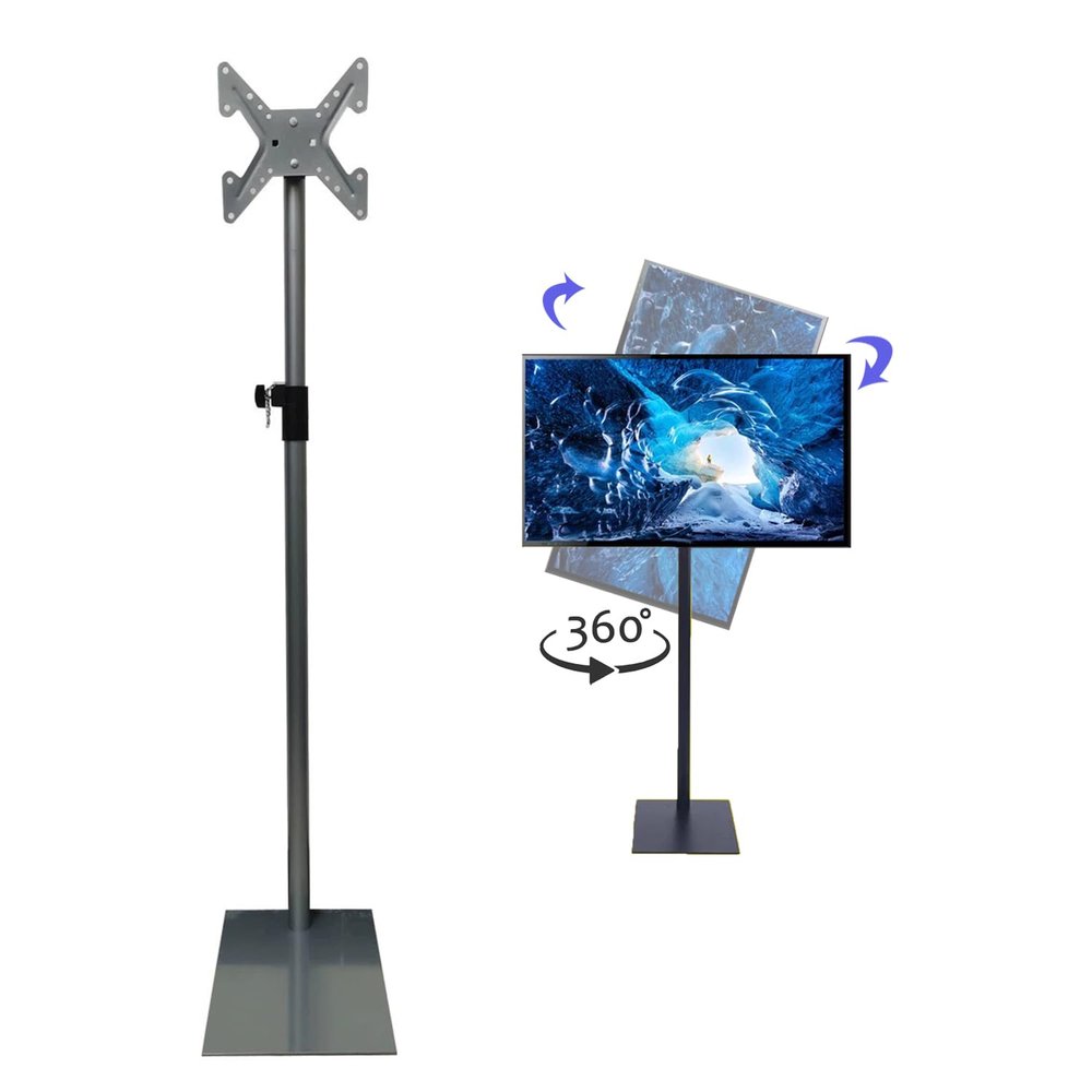 EBAKIN TV Stand Mount fit 12 to 43 inch TV with Safe Lock VESA Stand with Height Adjustable and 360 Degree Swivel Floor TV Stand for Home Office