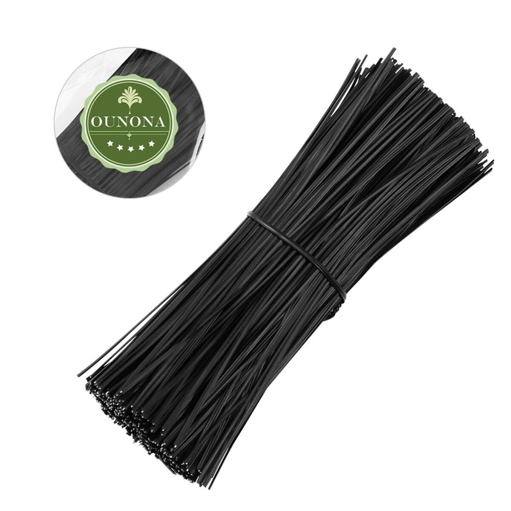 Cabilock 500pcs 6 Inches Wire Ties for Cables Black Plastic Coated Iron Cable Ties for Organizing Reusable for Home Office Garden