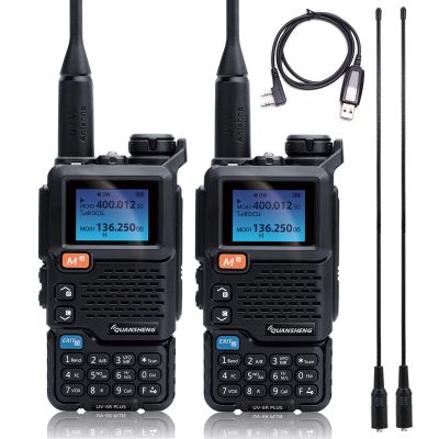 QUANSHENG UV-5R Plus Ham Radio Long Range Walkie Talkies, 2 Pack, Black