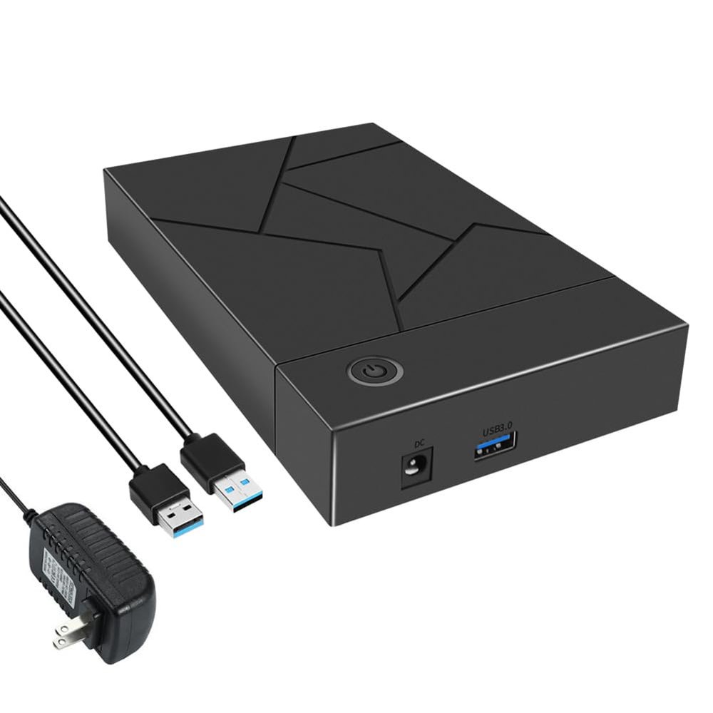 Hubceuo 3.5 Inch HDD Enclosure USB 3.0 to SATA Hard Drive Case SSD Enclosure External Solid State Hard Drive Disk Box-US Plug Easy to Use, Black, 500406294A2