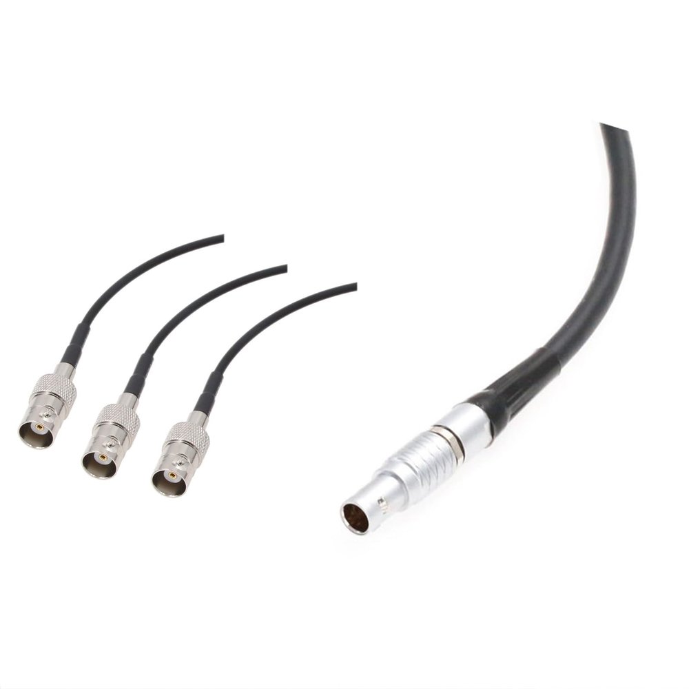 HangTon 0B 4 Pin to 3 X BNC Female Adapter Cable for Microphone Preamplifier Accelerometer Sound Vibration Measurement 50cm