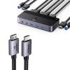 UGREEN USB 3.0 HDMI KVM Switch with 4 USB 3.0 Ports (3 USB-A+1 USB-C) 4K@60Hz Bundle with 8K HDMI 2.1 Cable 48Gbps 6.6FT, Certified Ultra High Speed Cord Aluminum, 4K@240Hz 120Hz 8K@60Hz view 1