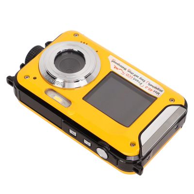 Full HD 2.7K 48MP 10ft Waterproof Underwater Digital Camera 16X Digital Zoom Front Rear Double Screens Waterproof Digital Camera (Yellow)