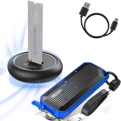AMZPILOT M.2 NVMe & SATA to USB C Docking Station & Enclosure, M.2 SSD to USB A C Reader Adapter for Both M Key & B+M Key NVMe PCIE and SATA NGFF SSD Dock, Size for 22110 2280 2260 2242 2230 RGB Light