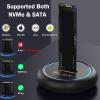 AMZPILOT M.2 NVMe & SATA to USB C Docking Station & Enclosure, M.2 SSD to USB A C Reader Adapter for Both M Key & B+M Key NVMe PCIE and SATA NGFF SSD Dock, Size for 22110 2280 2260 2242 2230 RGB Light view 2