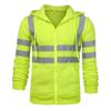 High Visibility Safety Sweatshirt for Men Class 3 Reflective Strips Zipper Up Hooded Jacket Work Utility Hi-Vis Hoodies Green, Medium view 1