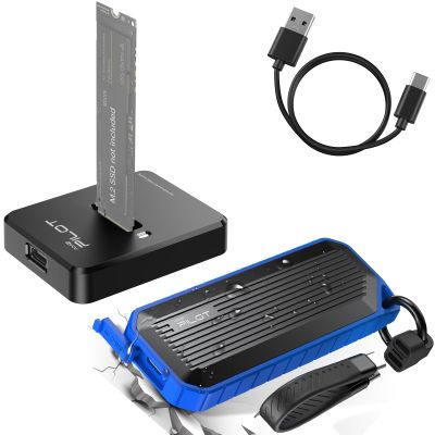 AMZPILOT M.2 NVMe & SATA to USB C Docking Station, M.2 SSD to USB A C Reader Adapter for Both M Key & B+M Key NVMe PCIE and SATA NGFF SSD Dock, Size for 22110 2280 2260 2242 2230 Enclosure + Square